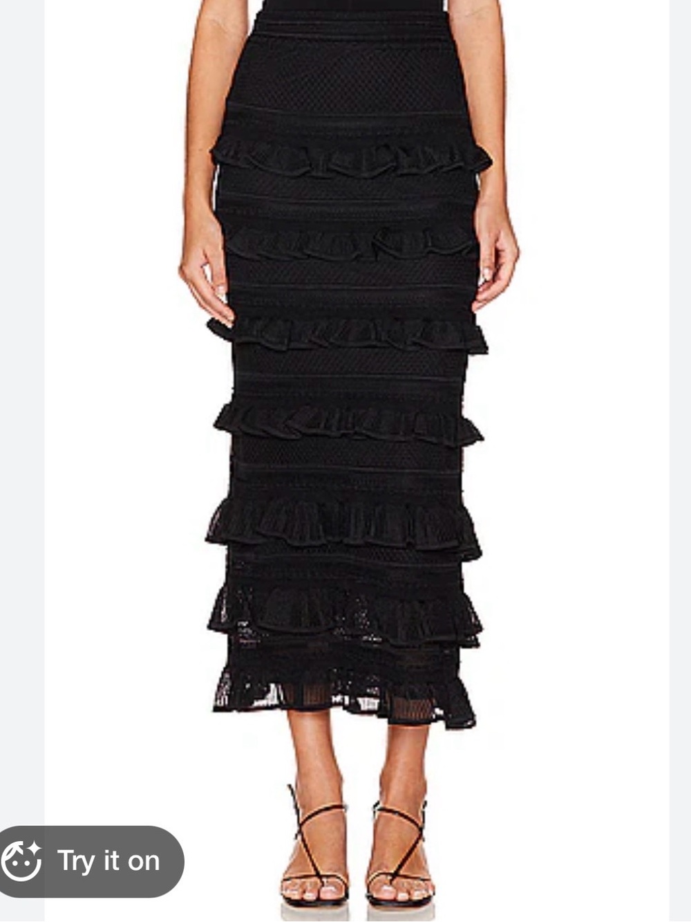 Zimmerman Black Ruffle Tiered Maxi Skirt